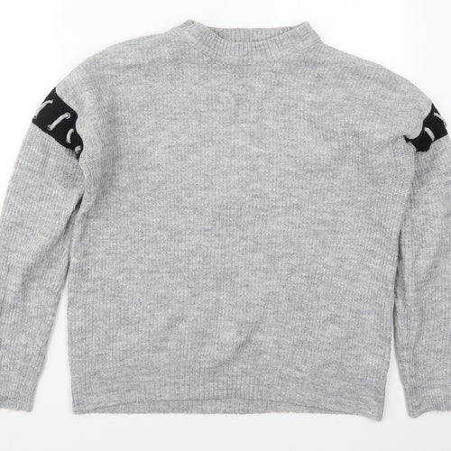 Matalan Womens Grey Crew Neck  Acrylic Pullover Jumper Size M