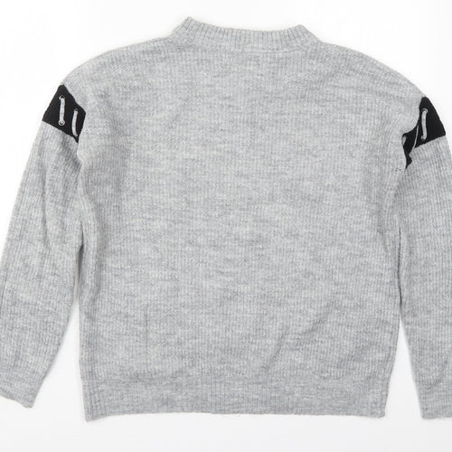 Matalan Womens Grey Crew Neck  Acrylic Pullover Jumper Size M