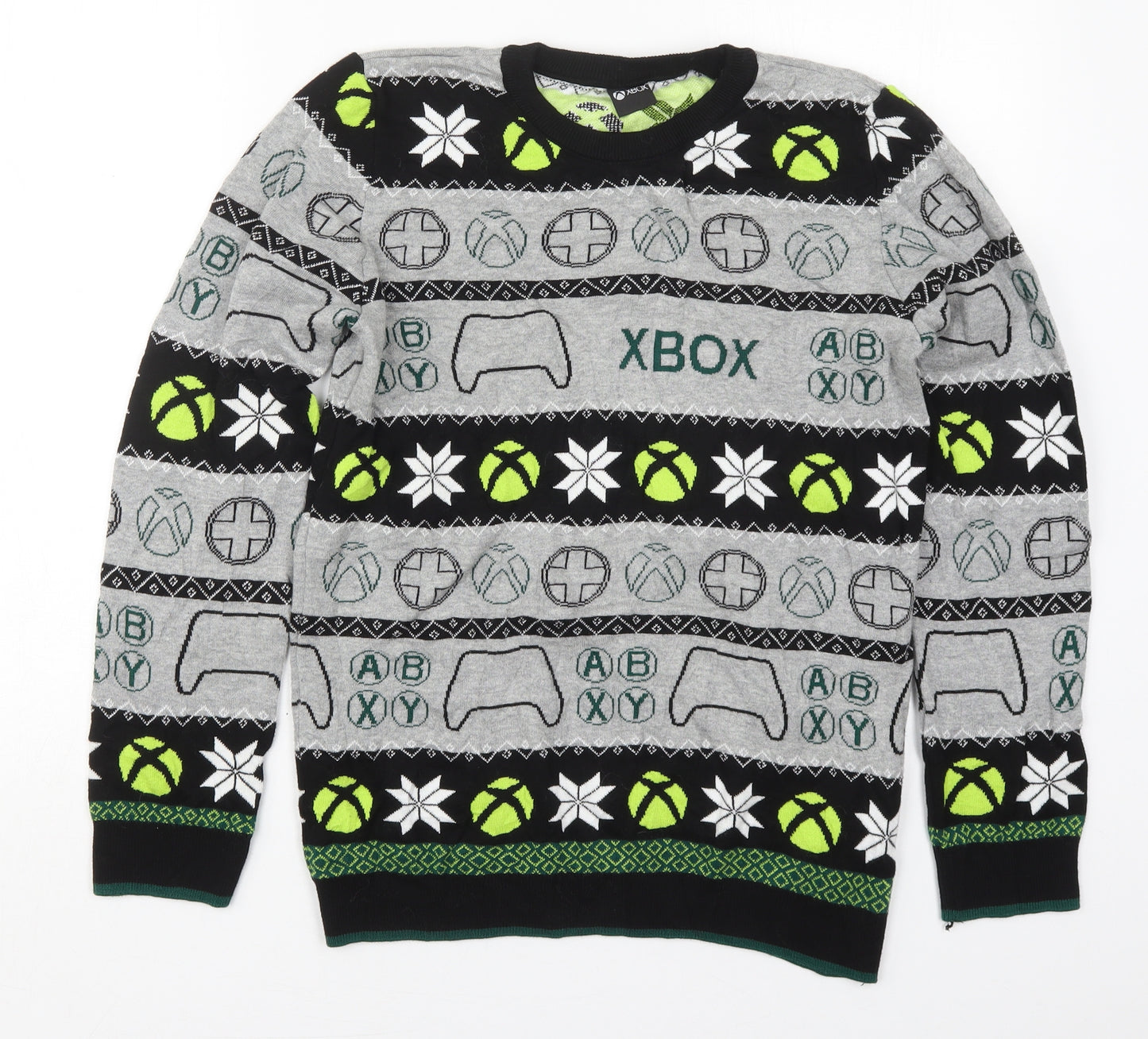 George Boys Grey Crew Neck Geometric Cotton Pullover Jumper Size 13-14 Years  Pullover - XBox