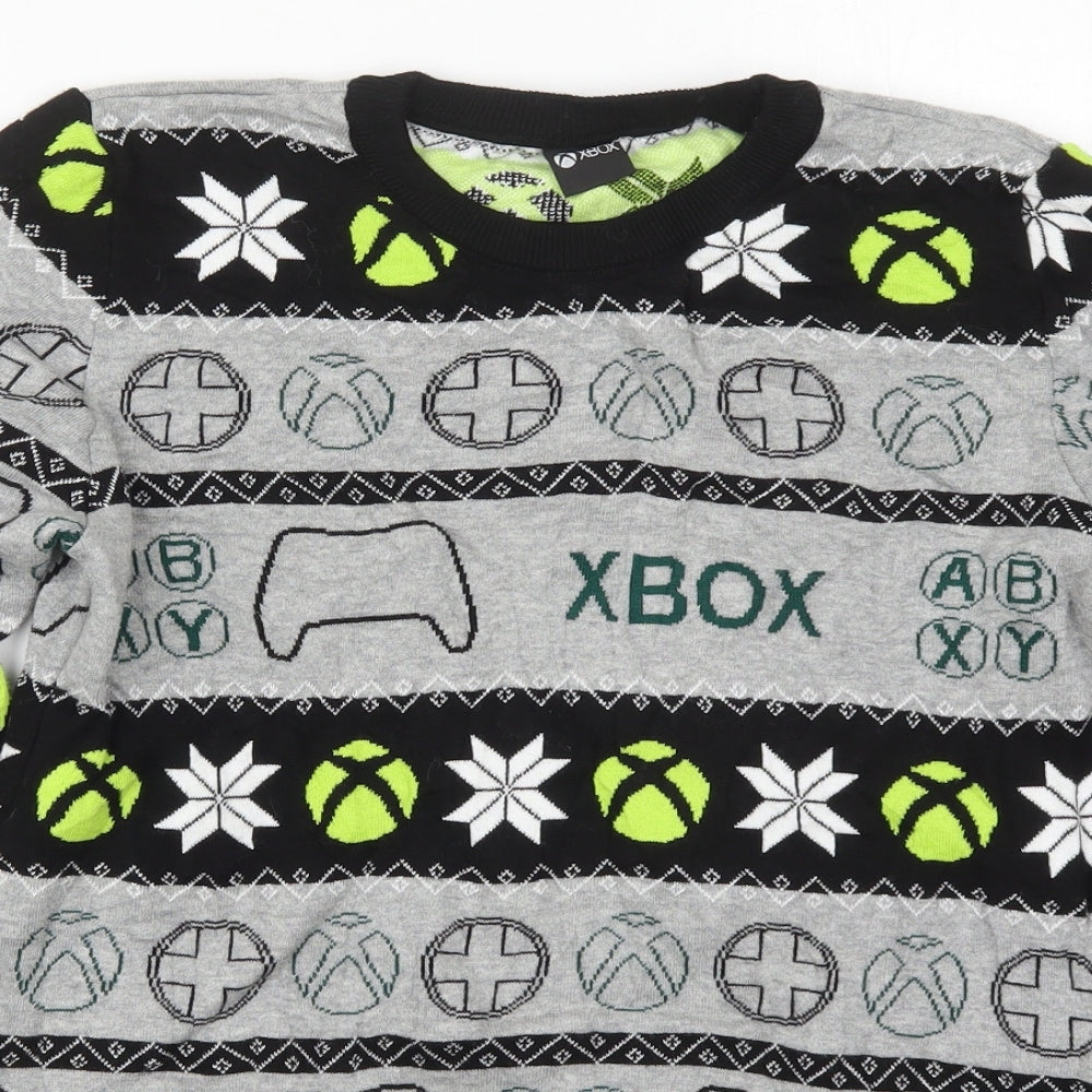 George Boys Grey Crew Neck Geometric Cotton Pullover Jumper Size 13-14 Years  Pullover - XBox