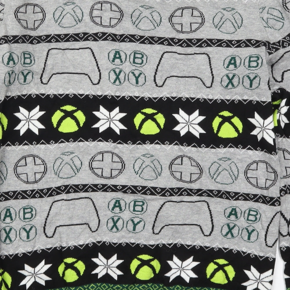 George Boys Grey Crew Neck Geometric Cotton Pullover Jumper Size 13-14 Years  Pullover - XBox