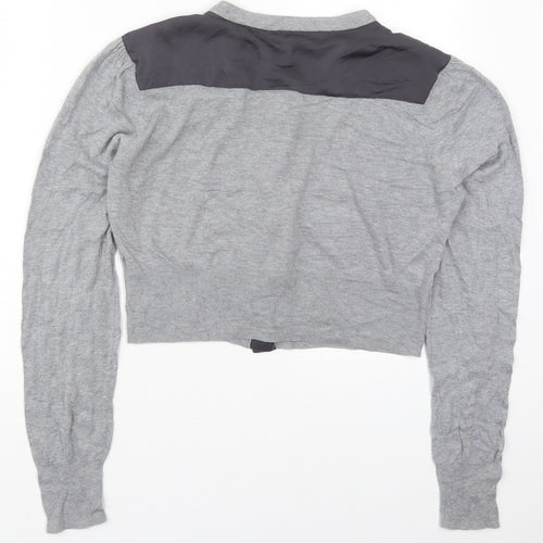Planet Womens Grey Round Neck  Cotton Cardigan Jumper Size XL