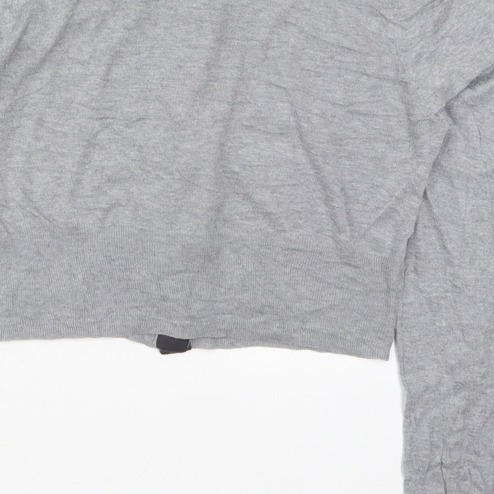 Planet Womens Grey Round Neck  Cotton Cardigan Jumper Size XL