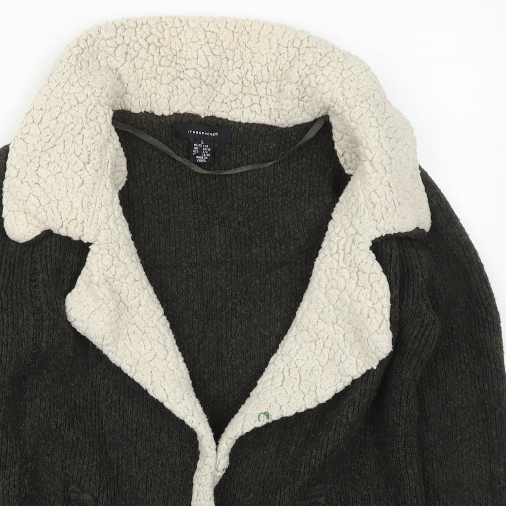 Atmosphere Womens Green Collared  Cotton Cardigan Jumper Size 6