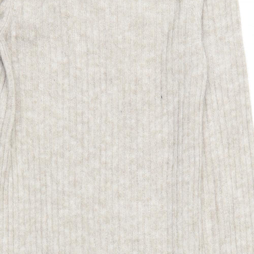 ASOS Womens Beige  Acrylic Jumper Dress  Size 6  Roll Neck Pullover
