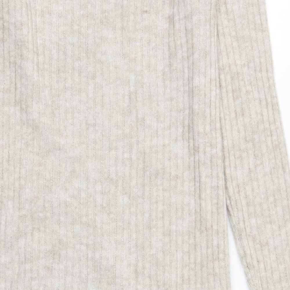 ASOS Womens Beige  Acrylic Jumper Dress  Size 6  Roll Neck Pullover
