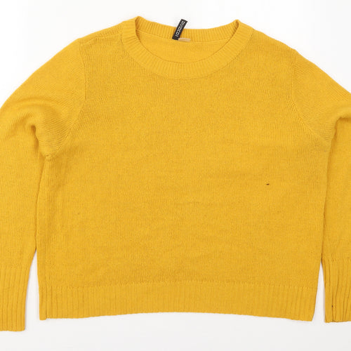 H&M Womens Yellow Crew Neck  Acrylic Pullover Jumper Size L