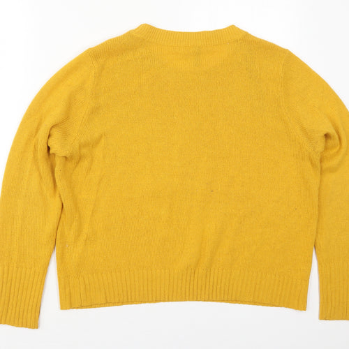H&M Womens Yellow Crew Neck  Acrylic Pullover Jumper Size L