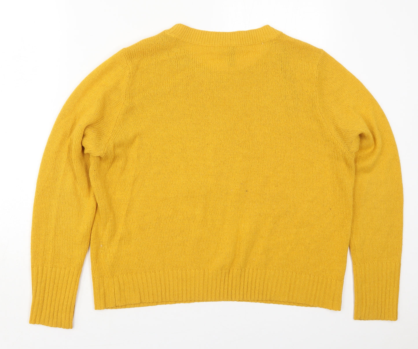 H&M Womens Yellow Crew Neck  Acrylic Pullover Jumper Size L