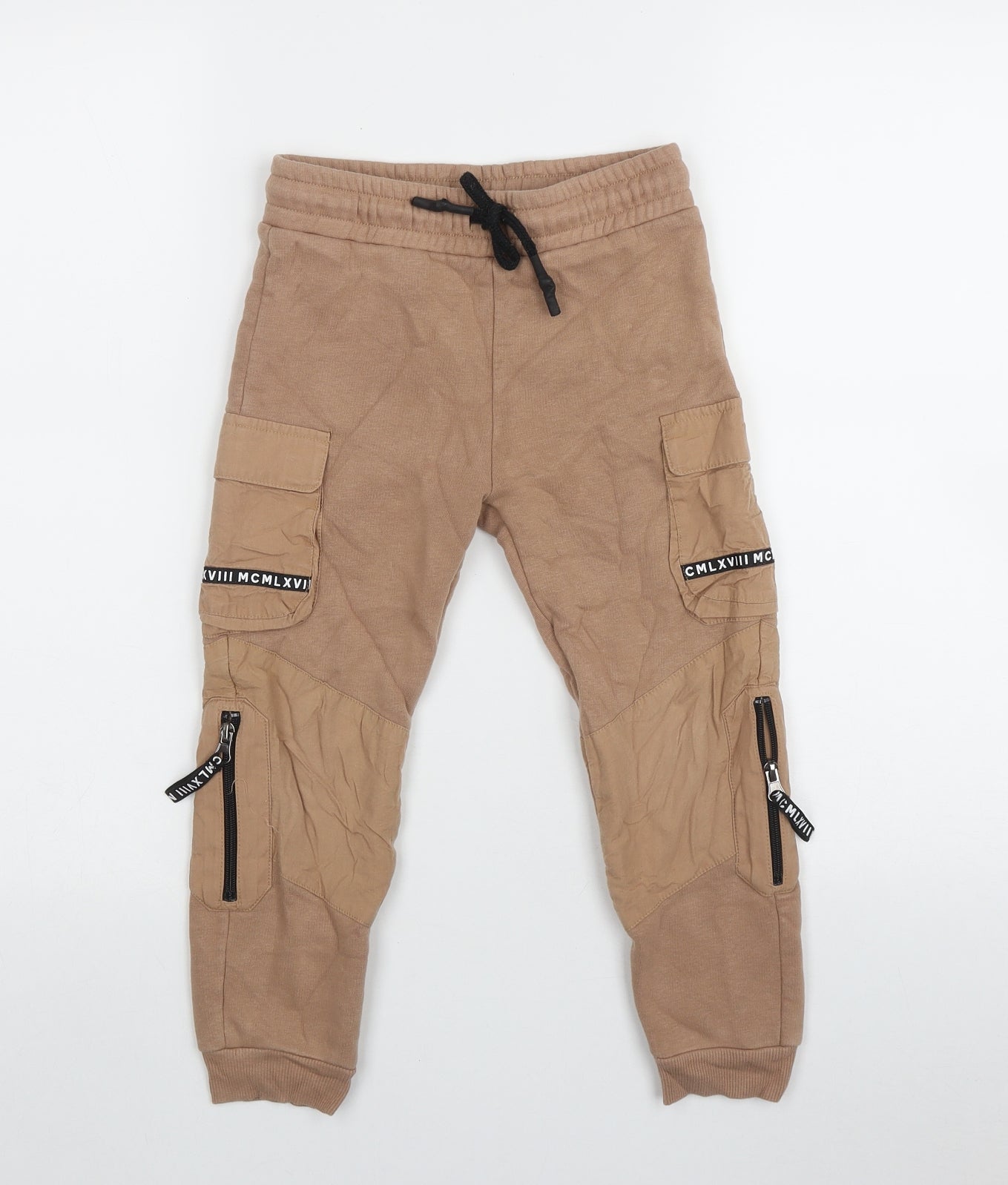 River Island Boys Brown  Cotton Jogger Trousers Size 5-6 Years  Regular