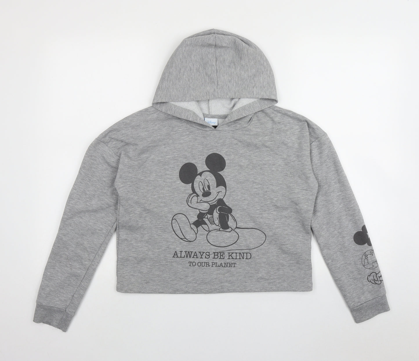 George Girls Grey  Polyester Pullover Hoodie Size 11 Years   - 'Always be kind to our planet'