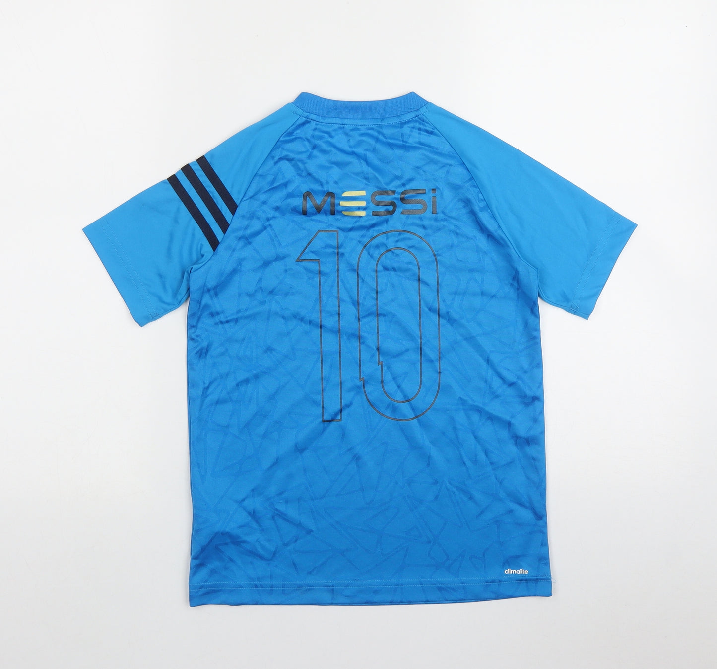 adidas Boys Blue  Polyester Pullover Casual Size 9-10 Years Round Neck  - 'Messi' Football shirt