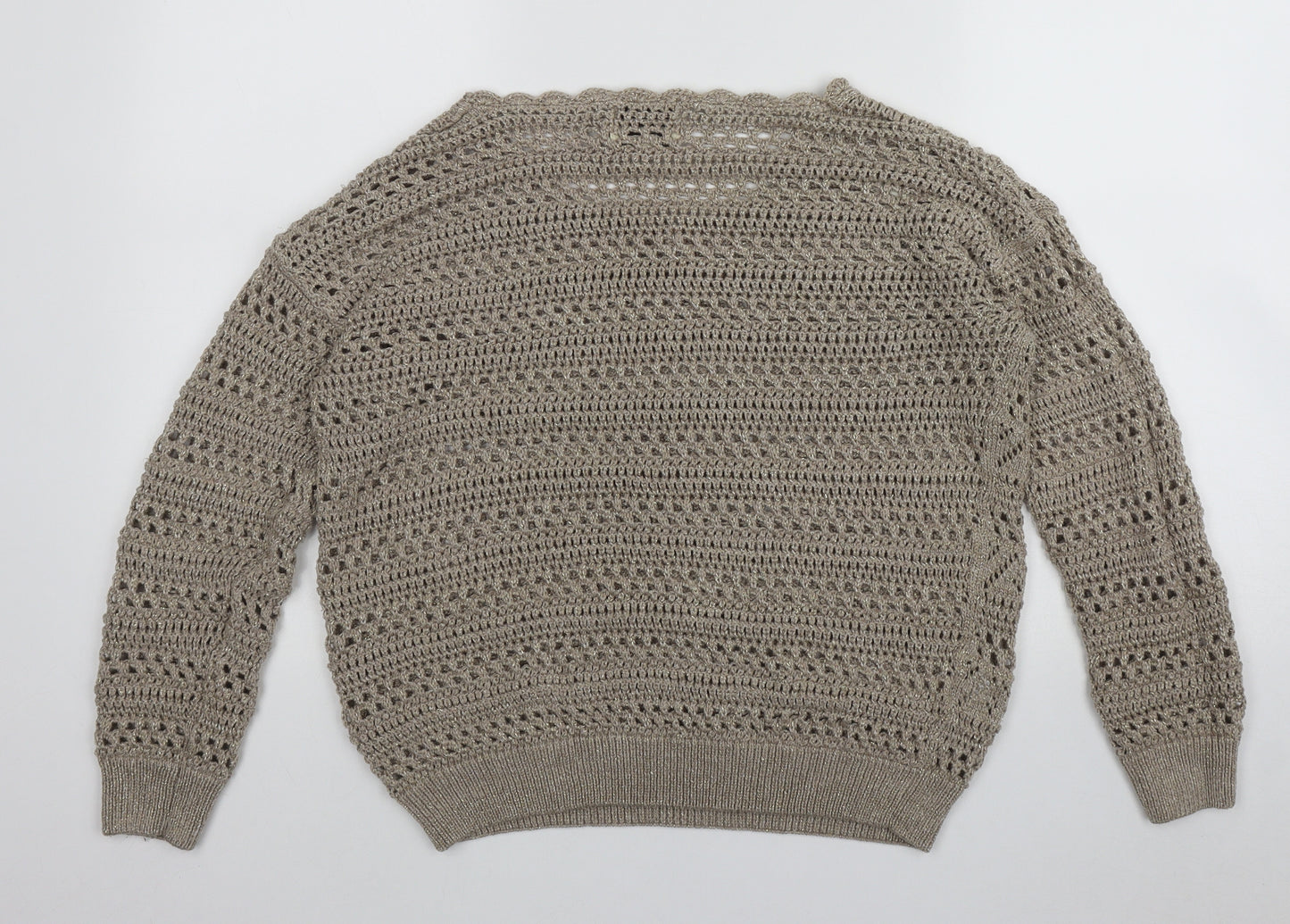 Papaya Womens Gold Round Neck  Acrylic Pullover Jumper Size 16