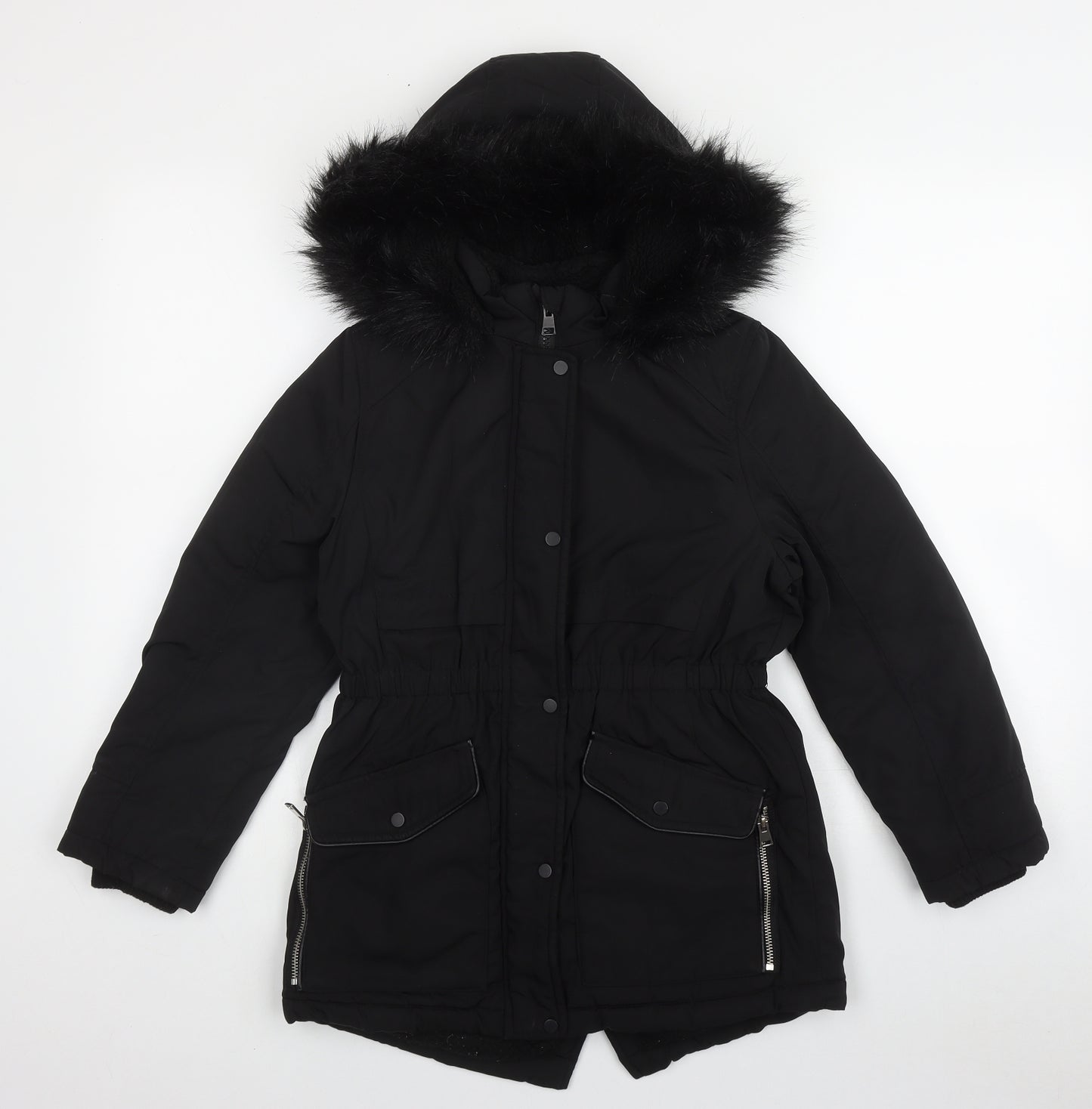 George Girls Black   Puffer Jacket Coat Size 9-10 Years  Zip
