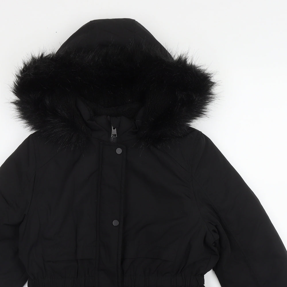 George Girls Black   Puffer Jacket Coat Size 9-10 Years  Zip