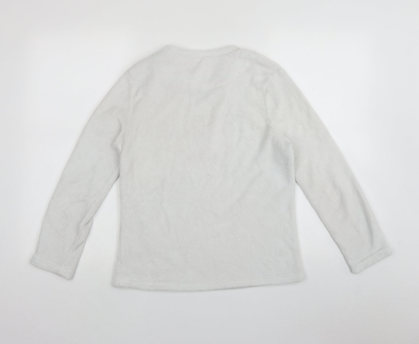 Preworn Womens Grey Solid Polyester Top Pyjama Top Size 2   - Christmas 'Elfie Selfie'