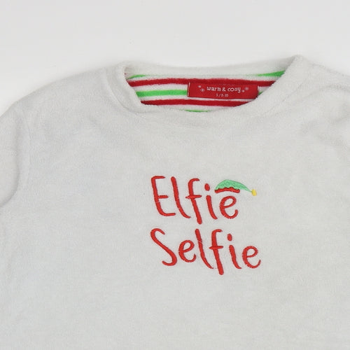 Preworn Womens Grey Solid Polyester Top Pyjama Top Size 2   - Christmas 'Elfie Selfie'