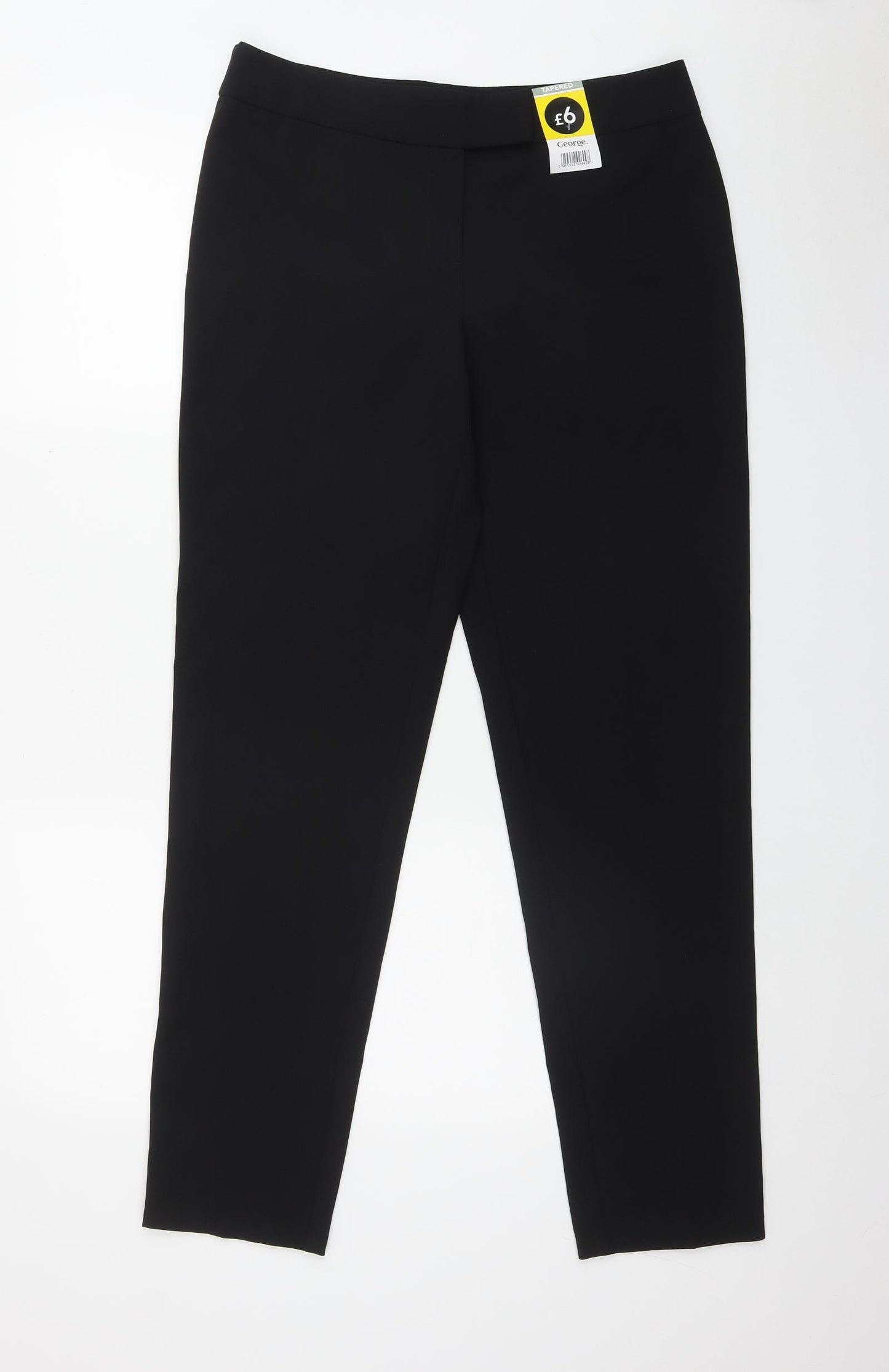 George Womens Black  Polyester Trousers  Size 12 L30 in Regular Zip