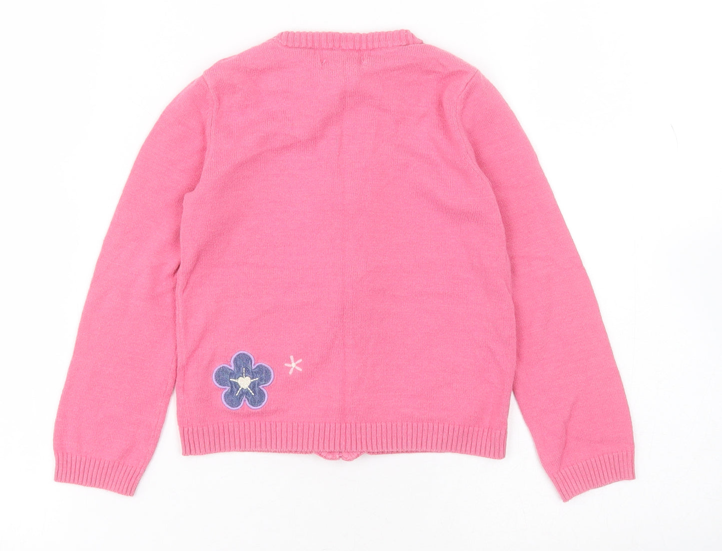 Miss Mona Mouse Girls Pink Round Neck  Cotton Cardigan Jumper Size 3-4 Years  Zip - Flowers