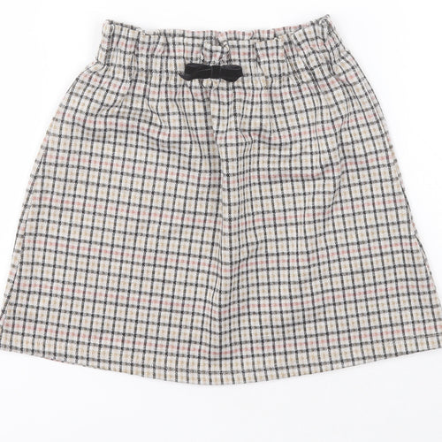 Primark Girls White Check Polyester A-Line Skirt Size 6-7 Years  Regular Pull On