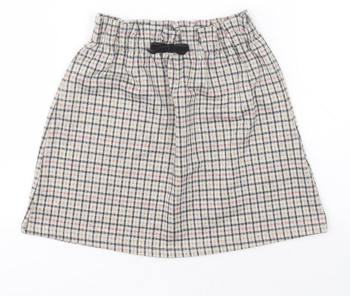 Primark Girls White Check Polyester A-Line Skirt Size 6-7 Years  Regular Pull On