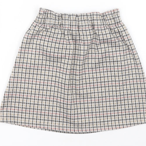 Primark Girls White Check Polyester A-Line Skirt Size 6-7 Years  Regular Pull On