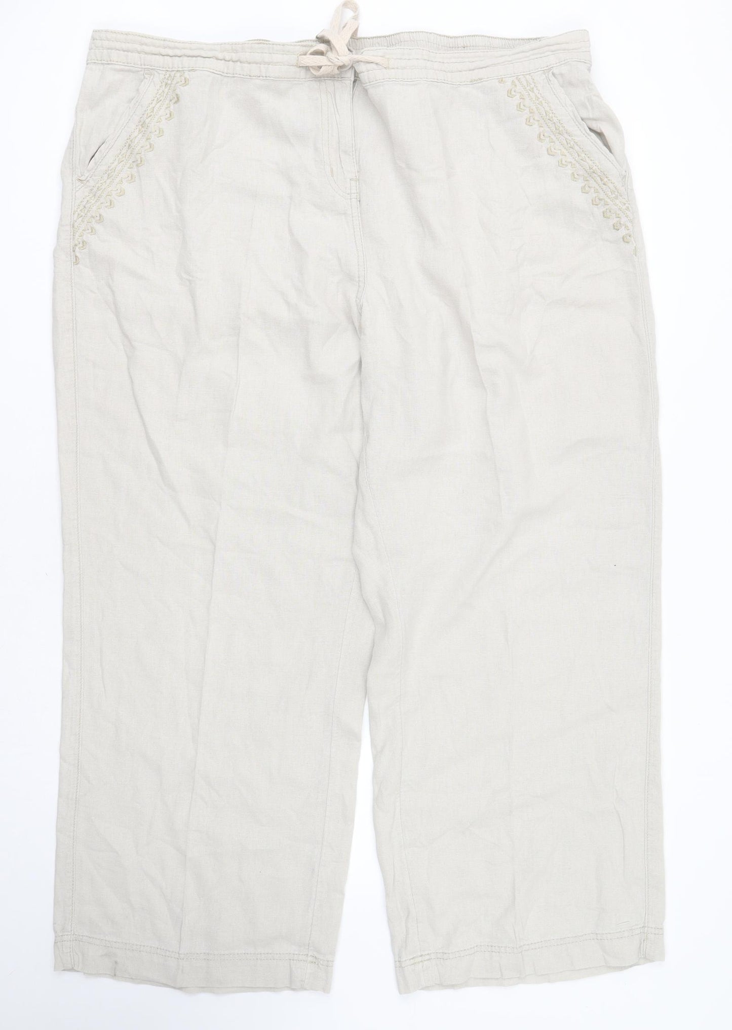 Geroge Womens Beige  Linen Trousers  Size 20 L26 in Regular Zip