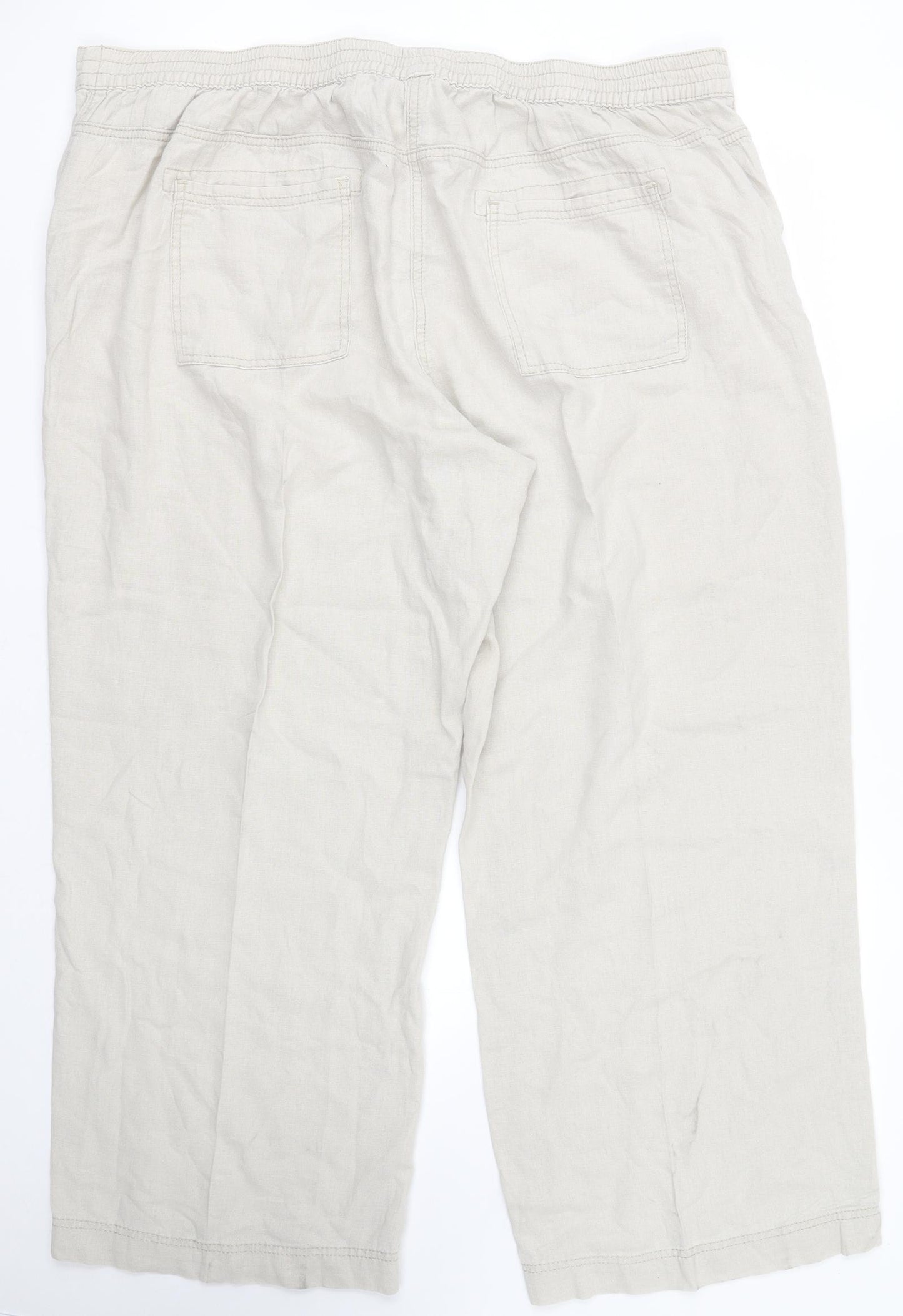 Geroge Womens Beige  Linen Trousers  Size 20 L26 in Regular Zip