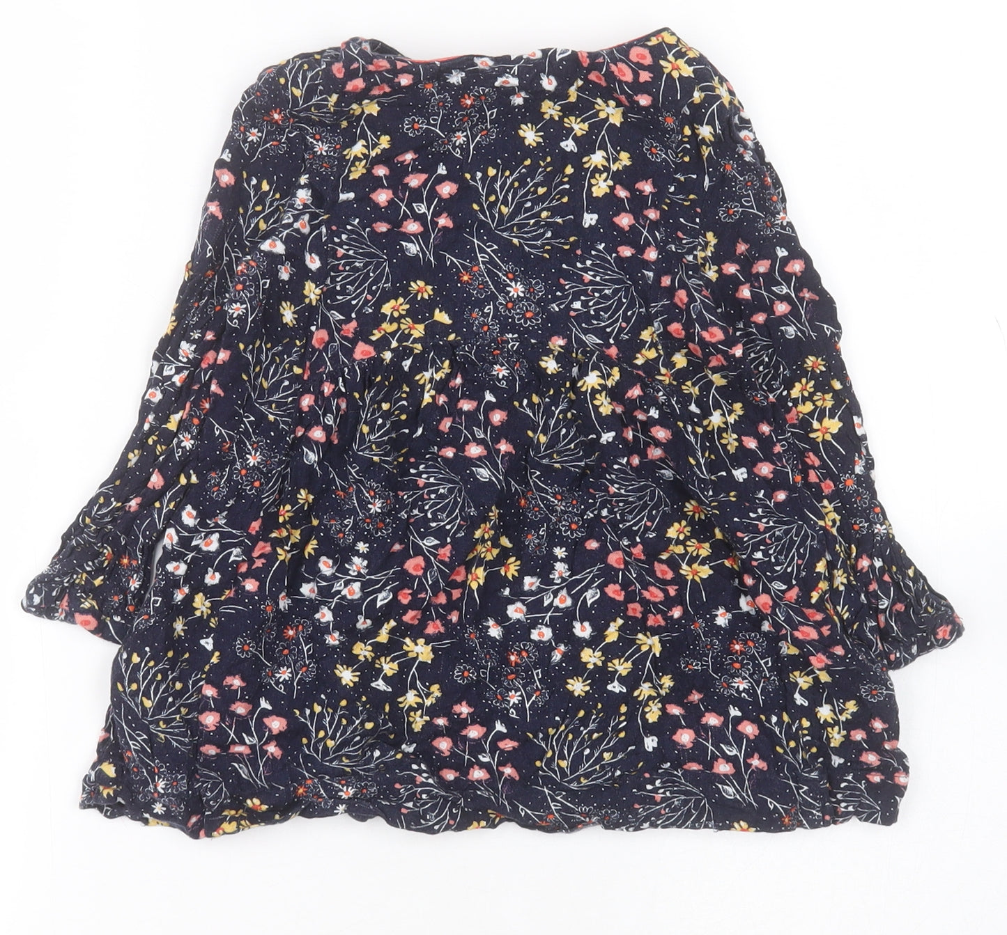 Dunnes Girls Blue Floral Viscose A-Line  Size 3 Years  Round Neck Button