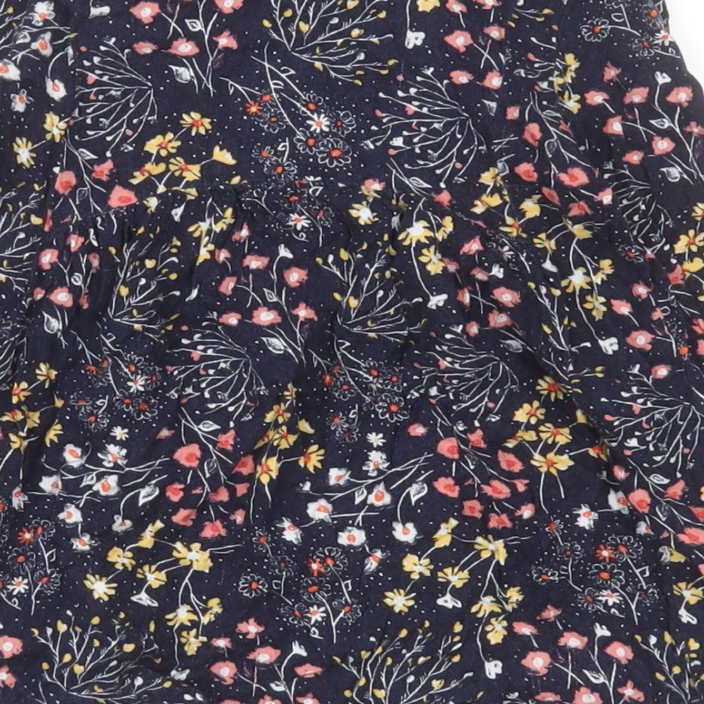 Dunnes Girls Blue Floral Viscose A-Line  Size 3 Years  Round Neck Button