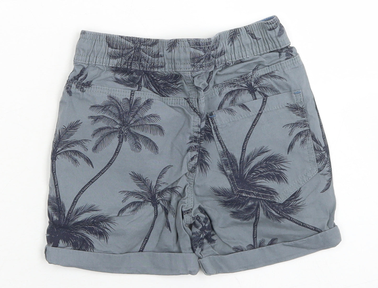 Denim Co Boys Grey Floral Cotton Chino Shorts Size 2-3 Years  Regular Drawstring - Palm Trees