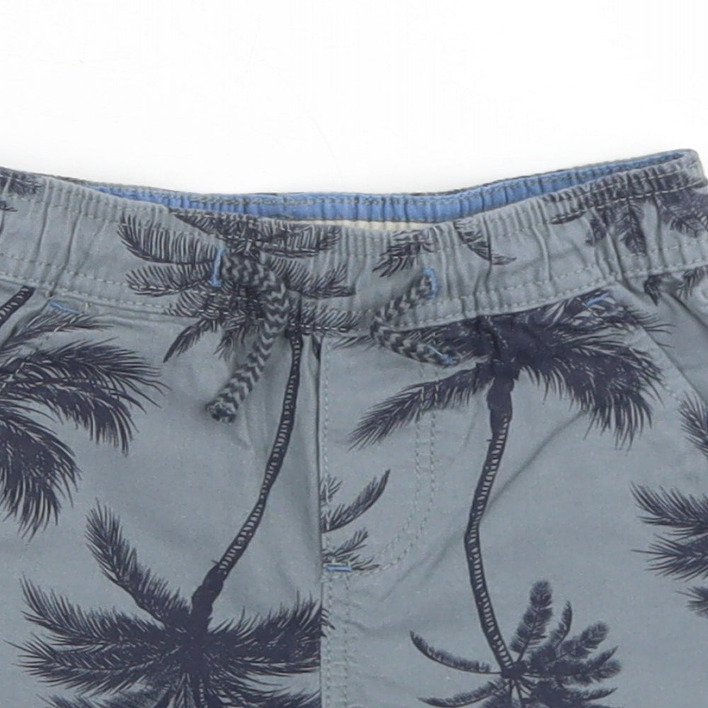 Denim Co Boys Grey Floral Cotton Chino Shorts Size 2-3 Years  Regular Drawstring - Palm Trees