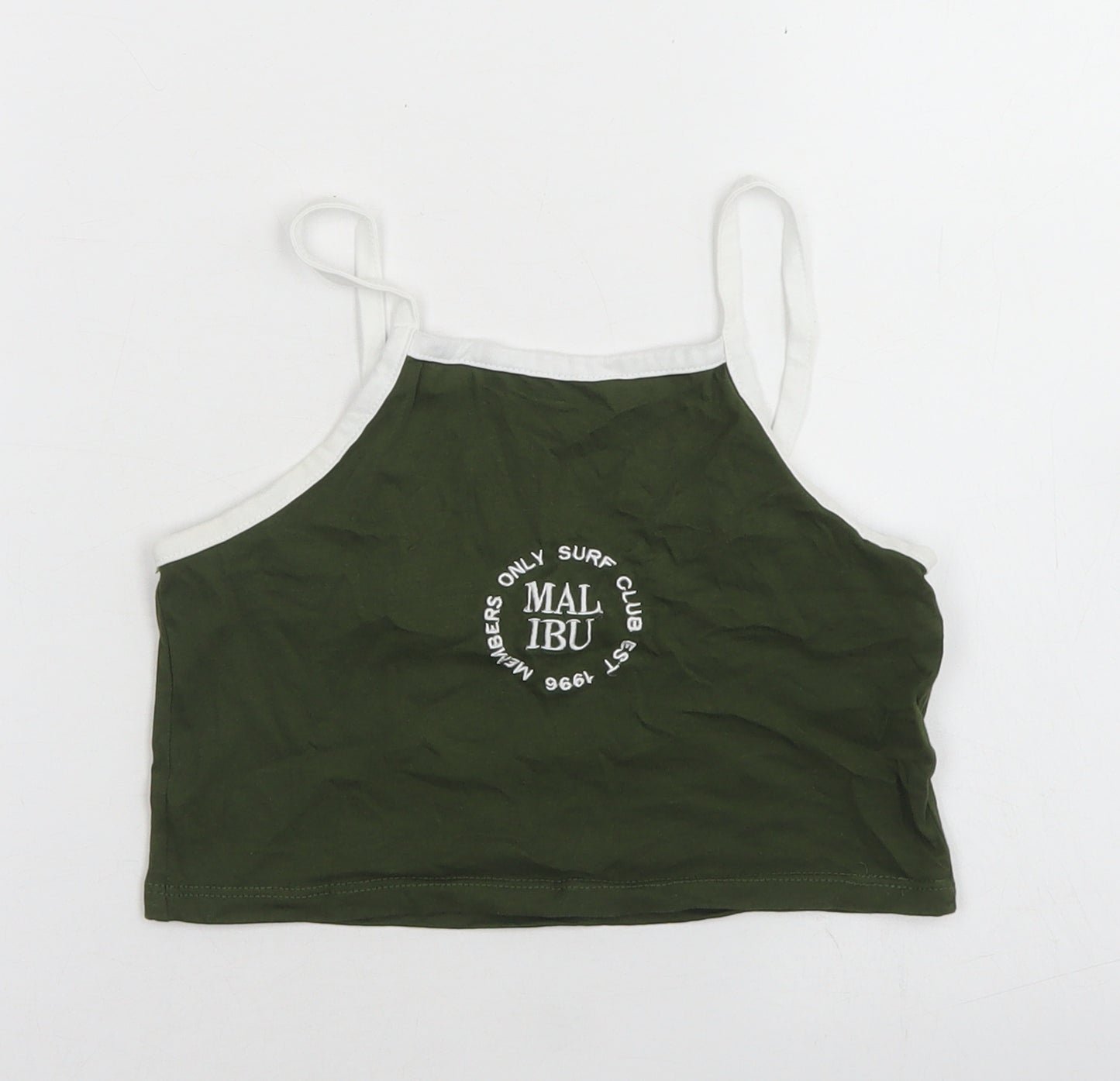 Matalan Girls Green  Cotton Cropped Tank Size 10 Years Square Neck  - Malibu Surf Club
