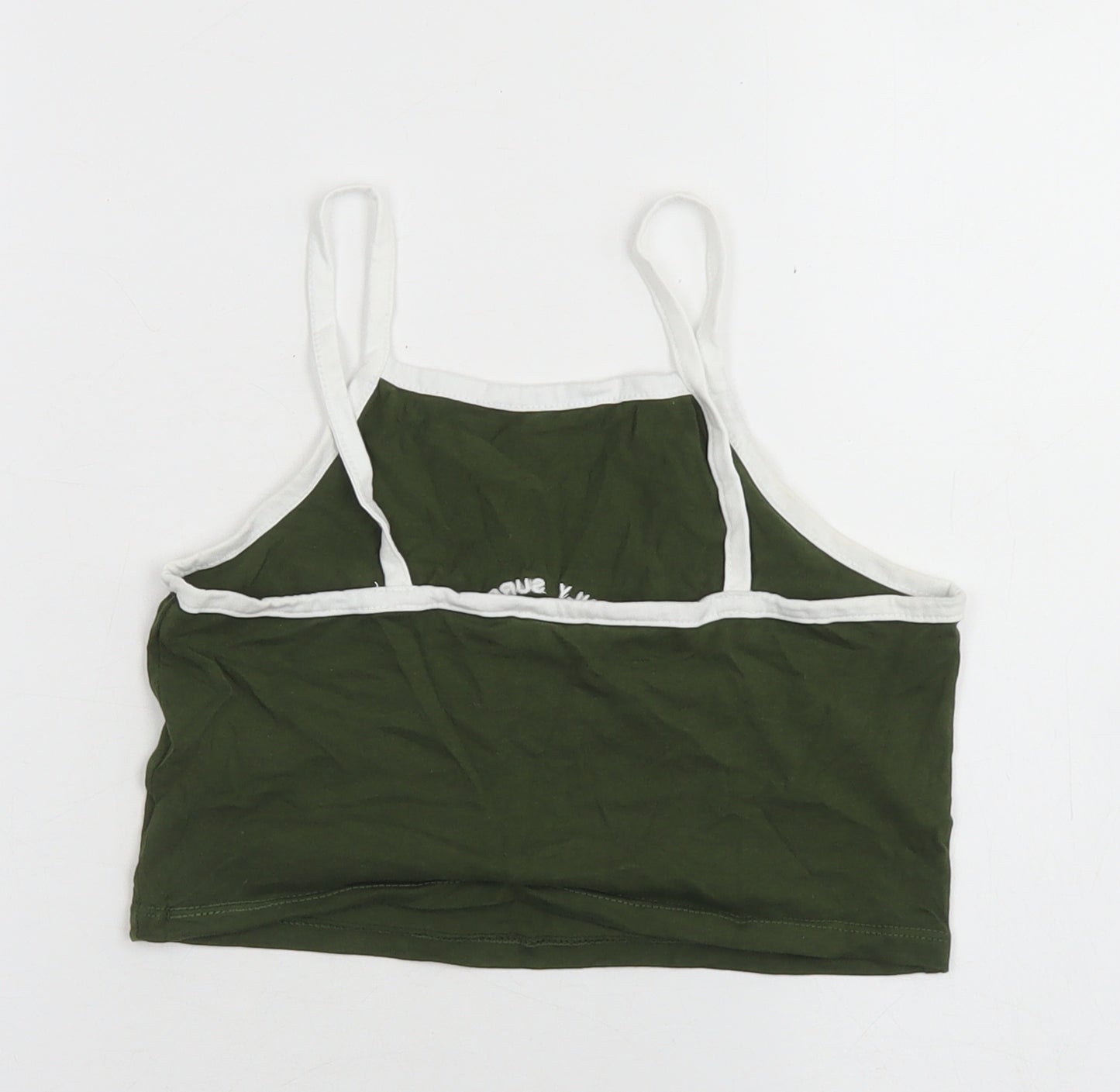 Matalan Girls Green  Cotton Cropped Tank Size 10 Years Square Neck  - Malibu Surf Club