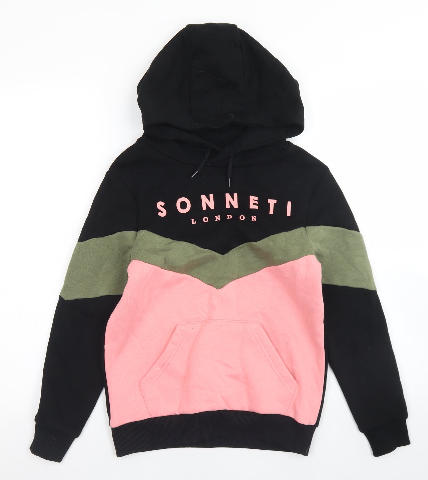 Sonneti Girls Black Colourblock Cotton Pullover Hoodie Size 10-11 Years
