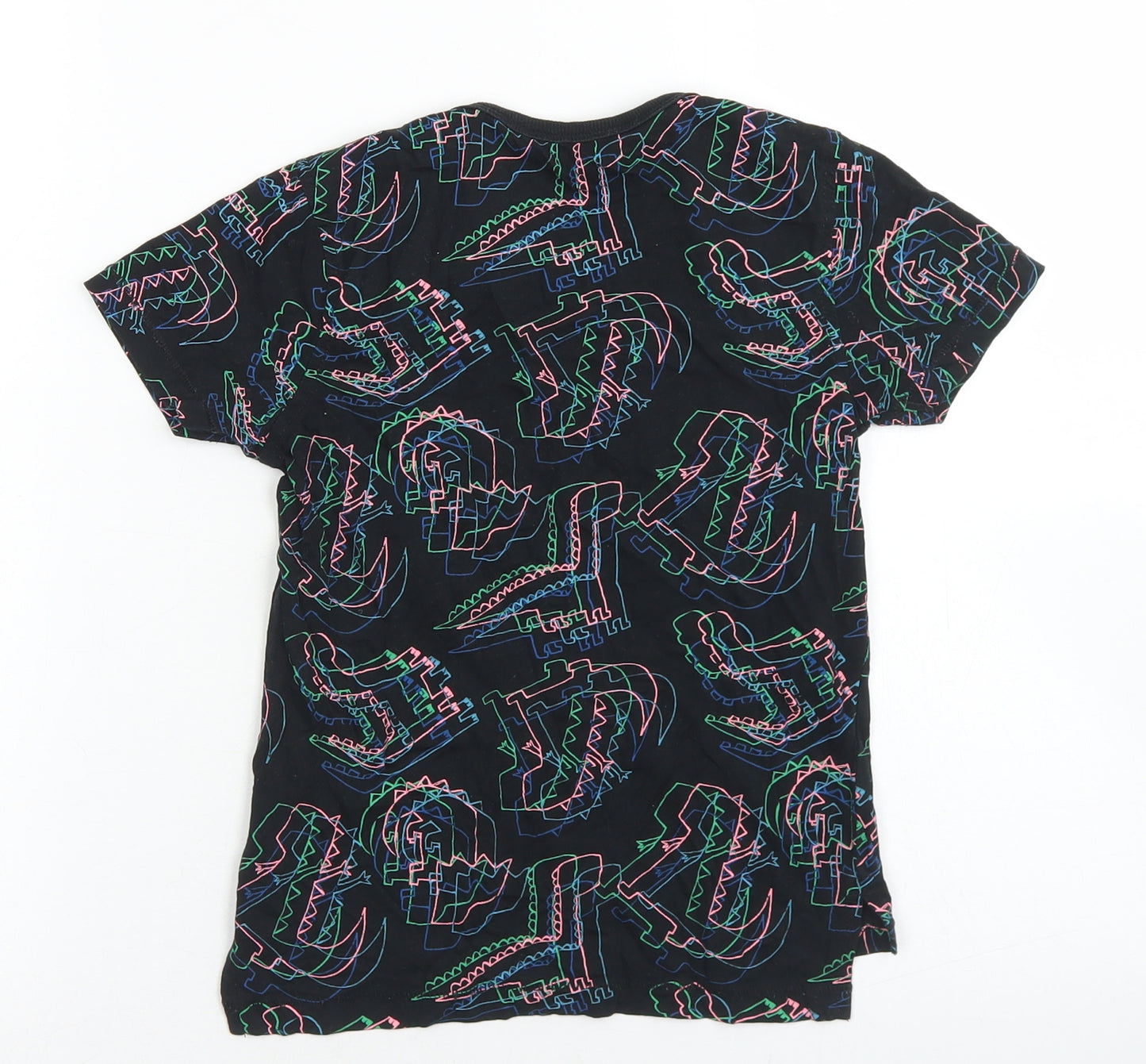 George Boys Black Geometric Cotton Basic T-Shirt Size 5-6 Years Crew Neck  - Dinosaurs