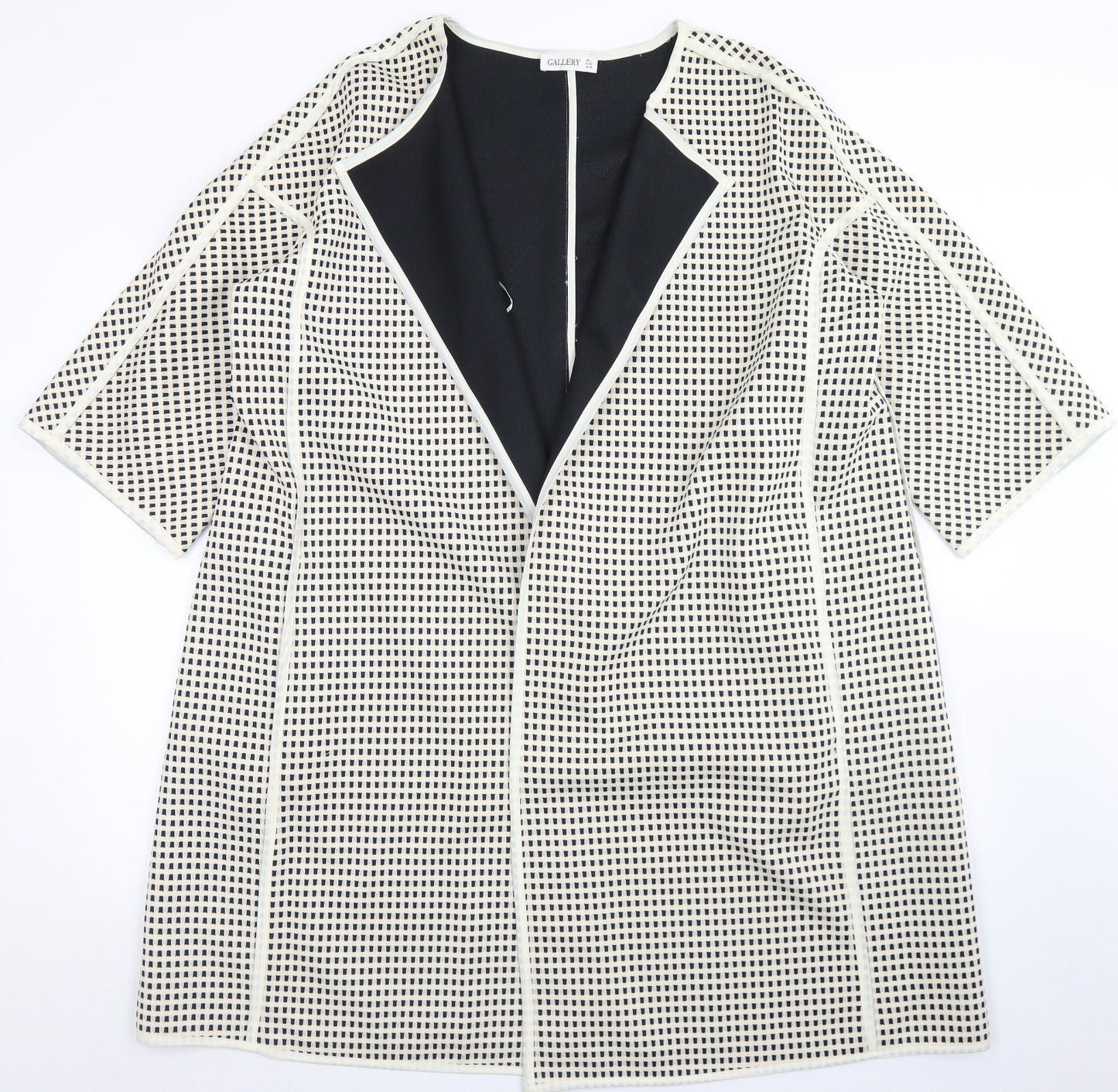 Gallery Womens Ivory Check  Jacket Blazer Size L