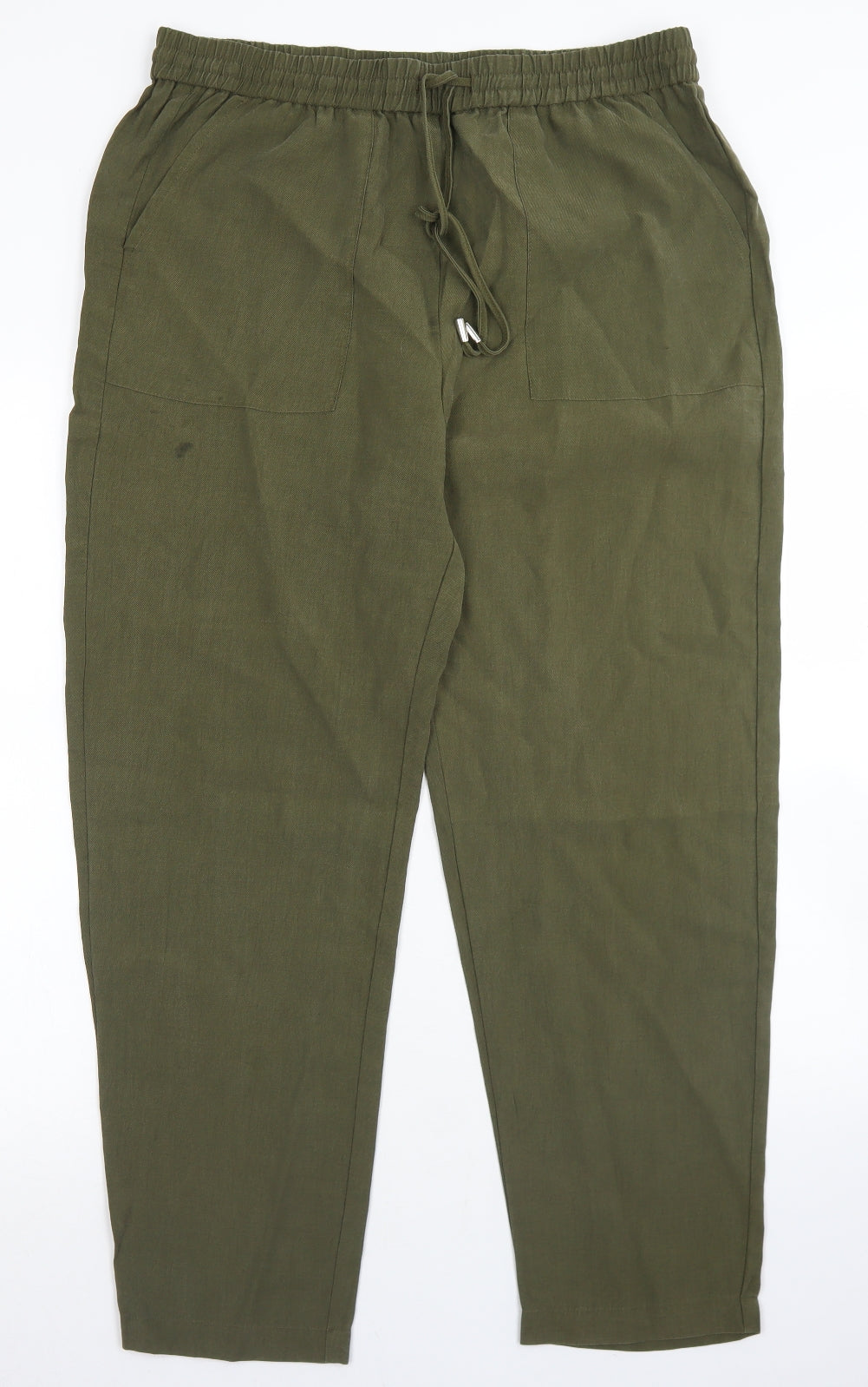 Marks and Spencer Womens Green  Lyocell Trousers  Size 16 L25 in Regular Drawstring