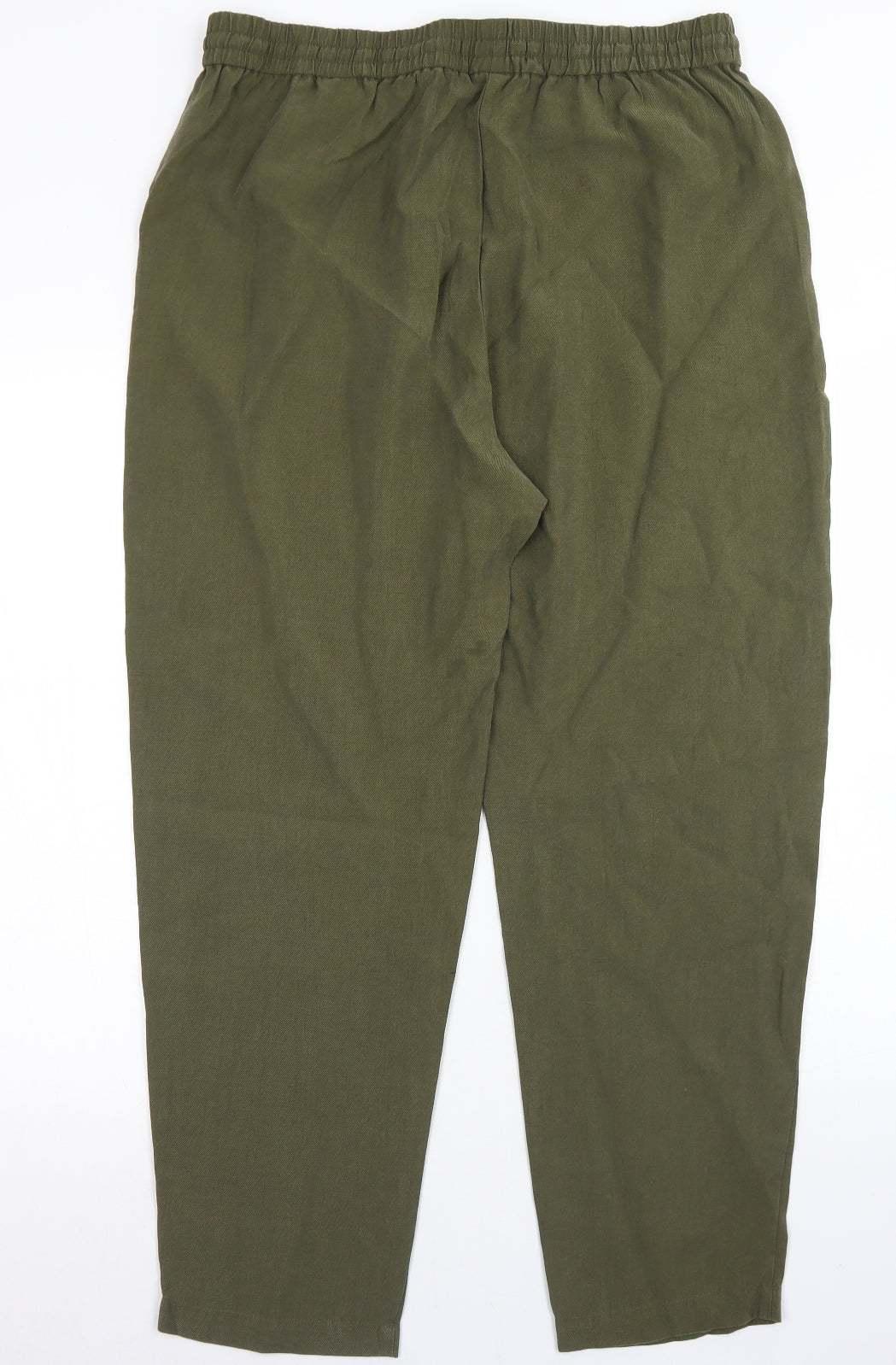 Marks and Spencer Womens Green  Lyocell Trousers  Size 16 L25 in Regular Drawstring