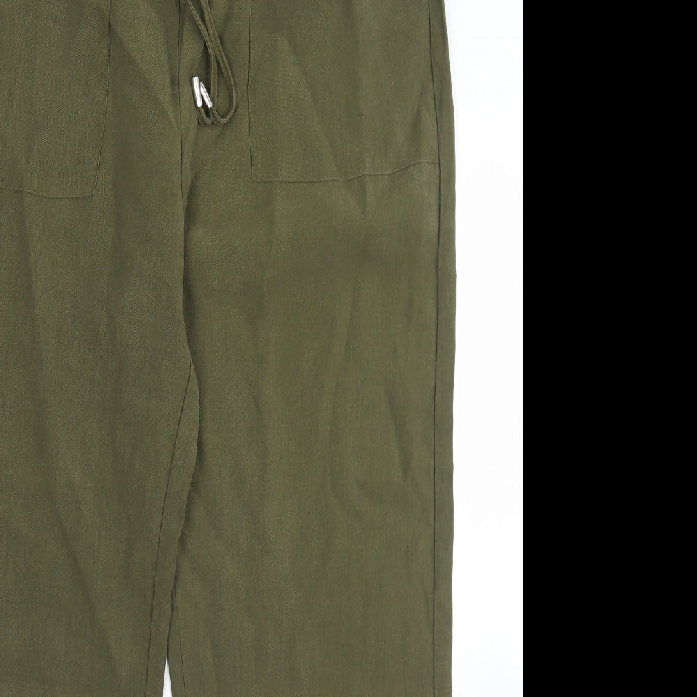 Marks and Spencer Womens Green  Lyocell Trousers  Size 16 L25 in Regular Drawstring