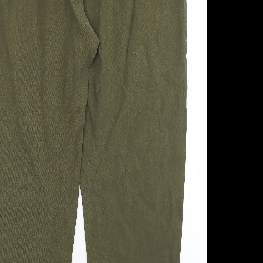 Marks and Spencer Womens Green  Lyocell Trousers  Size 16 L25 in Regular Drawstring