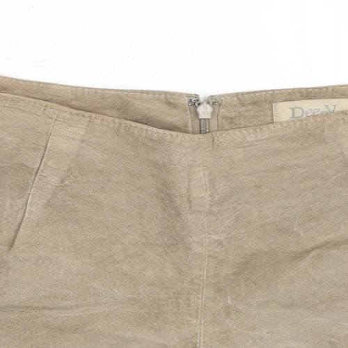 Dee V Womens Beige  Leather Hot Pants Shorts Size 10 L3 in Regular Zip