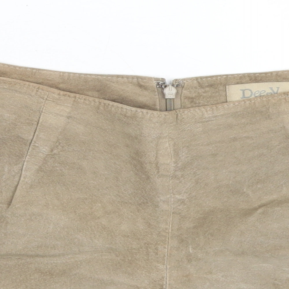Dee V Womens Beige  Leather Hot Pants Shorts Size 10 L3 in Regular Zip