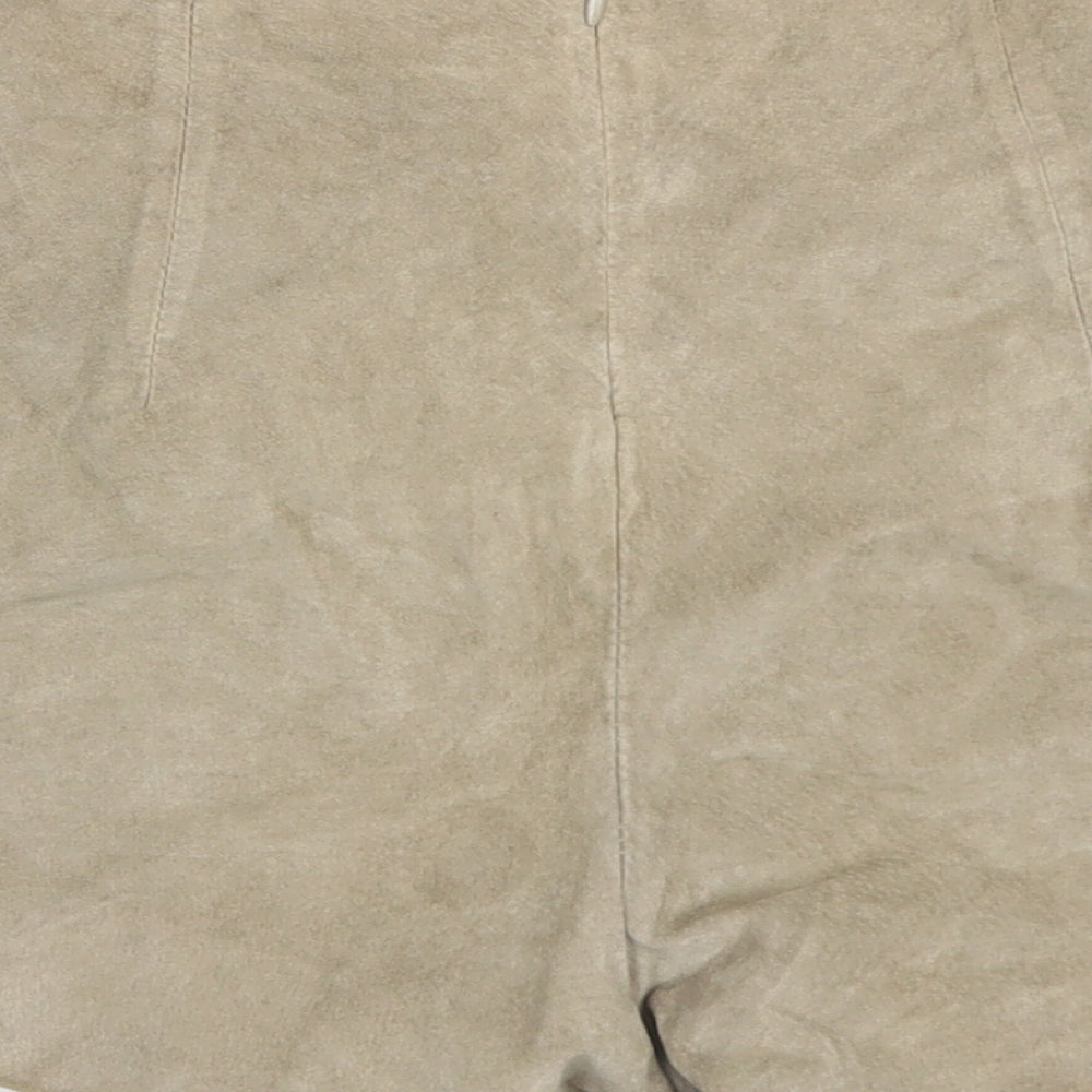 Dee V Womens Beige  Leather Hot Pants Shorts Size 10 L3 in Regular Zip