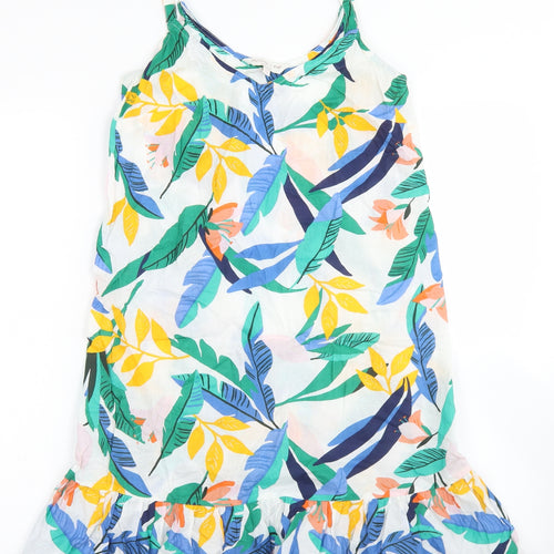 F&F Womens White Floral Cotton Tank Dress  Size 10  Round Neck