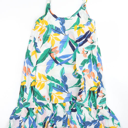 F&F Womens White Floral Cotton Tank Dress  Size 10  Round Neck
