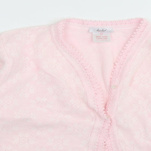 Lux Lux Womens Pink V-Neck  Acrylic Cardigan Jumper Size S