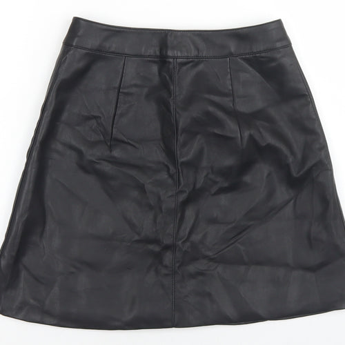 Divided Womens Black  Polyester A-Line Skirt Size 4   Snap