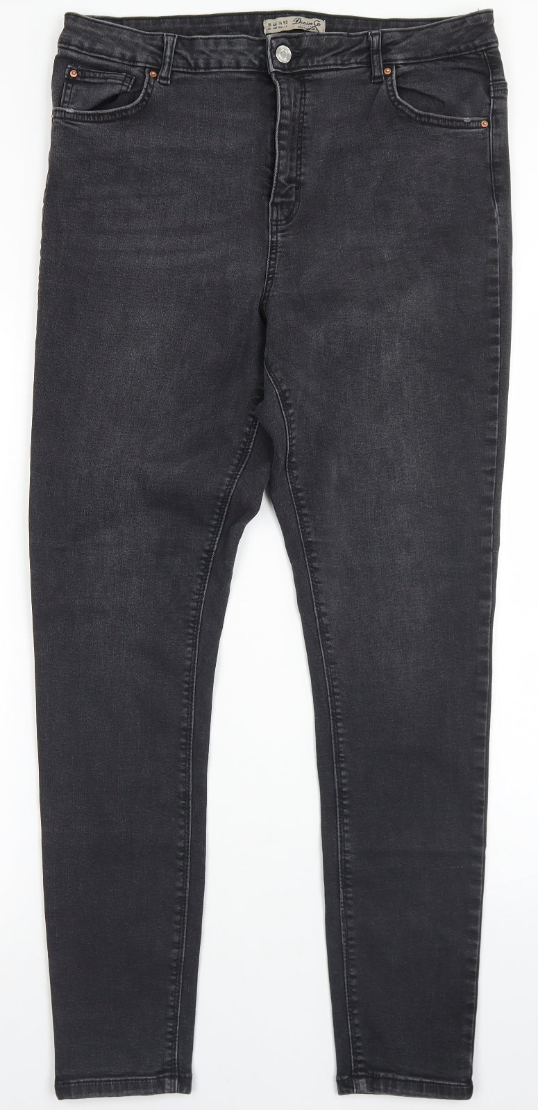 Denim Co Womens Black  Cotton Skinny Jeans Size 18 L28 in Regular Button