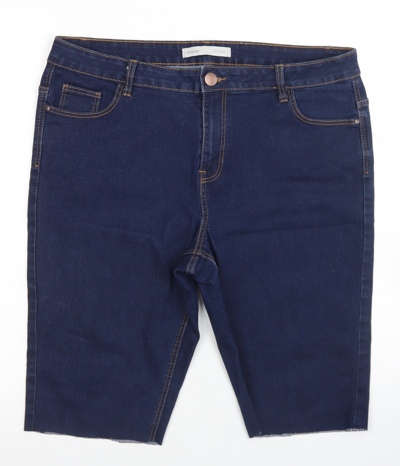 George Womens Blue  Cotton Boyfriend Shorts Size 18 L10 in Regular Button